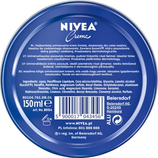 NIVEA CREME Hydratačný krém na telo a tvár 150ml