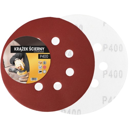 10x brúsny kotúč na suchý zips 125 mm P400 otvory kotúče kotúče brúsny kotúč
