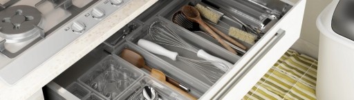 Elegantná zásuvková vložka 7,5 x 5, plastový organizér, odtiene sivej