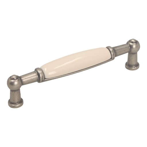 Nábytková úchytka UP21, nikel patina + porcelán 96mm