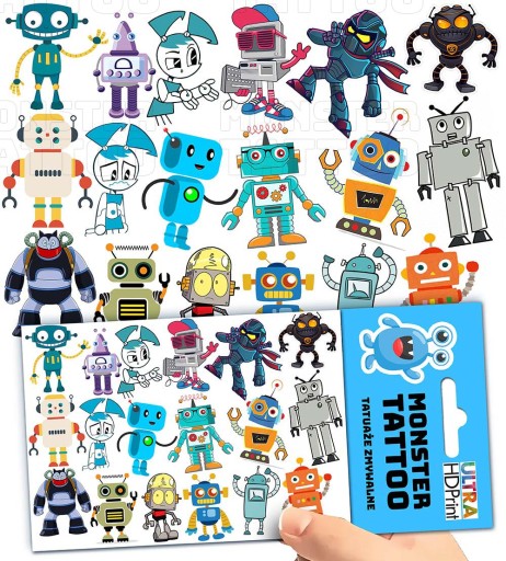 UMÝVAJÚCE DOČASNÉ TETOVANIE PRE DETSKÉ DETSKÉ ROBOTY ORIGINÁLNE DIZAJNY