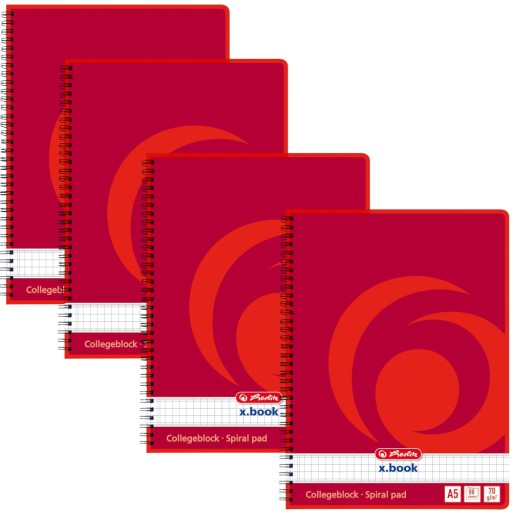 HERLITZ GRAPHED NOTEBOOK A5 80 ŠPIRÁLA VYSOKÁ KVALITA 4 ks