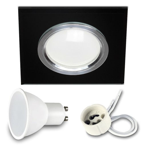 SET SQUARE GLASS svietidlo BLACK +LED GU10 7W