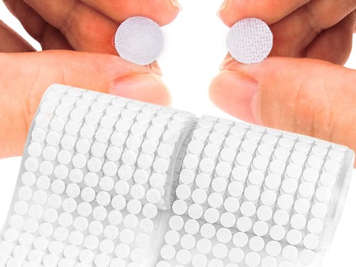 Samolepiace KOLESÁ na suchý zips 10 mm okrúhle BIELE okrúhle samolepiace na suchý zips