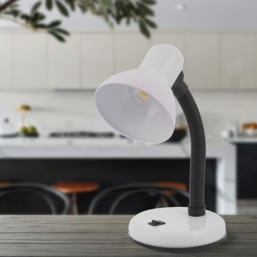Biela nastaviteľná LED stolová lampa do školy