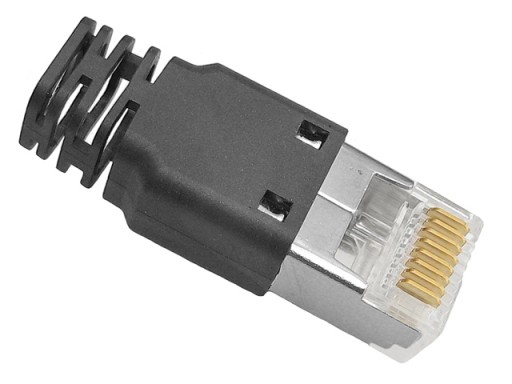 RJ45/8P8C STP zástrčka tienená cat.6A krútená dvojlinka AWG24-27 chvostová spona Telegartner