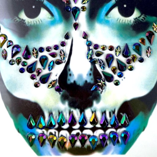 KRYŠTÁLOVÉ NÁLEPKY na tvár 3D make-up SKULL