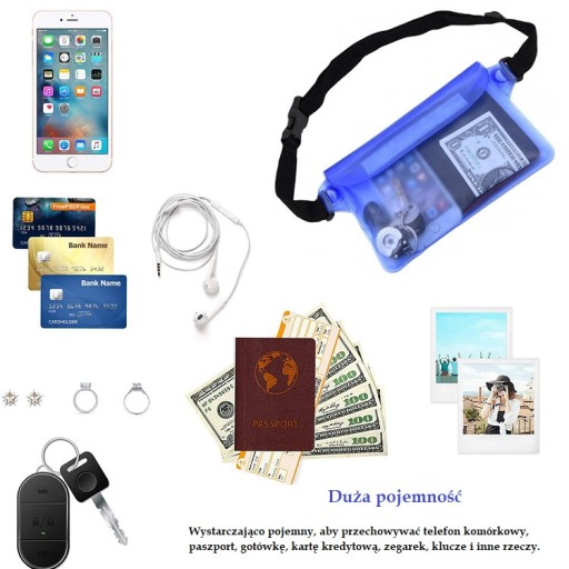 Vodotesná taška cez pás, taška na opasok - Modrá