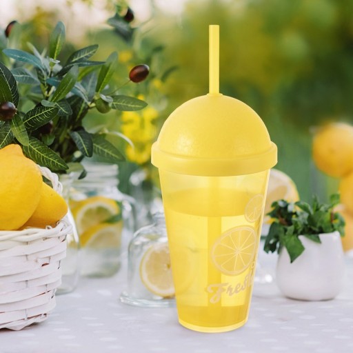 PLASTOVÝ pohár s viečkom a slamkou na pitie nápojov, vody, nápojov, 450 ml