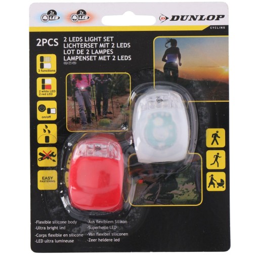 Sada silikónových LED svetiel pre predný a zadný bicykel Dunlop