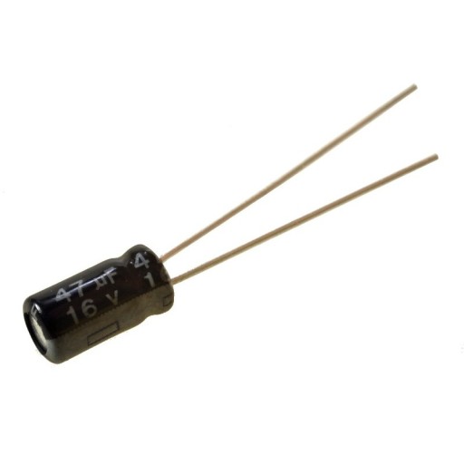 Kondenzátor 47uF/16V elektrolyt 105°C 47/16V