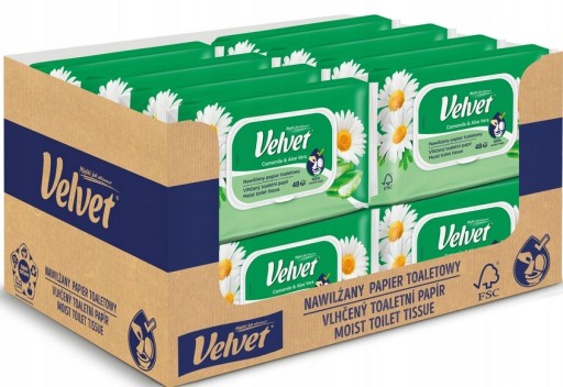 Vlhčený harmančekový toaletný papier VELVET