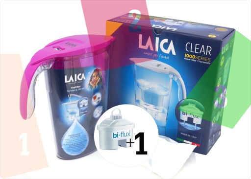 FILTRAČNÁ KONVIČKA NA VODU + 1x BI-FLUX LAICA ČÍRA NÁPLŇ 2,3L