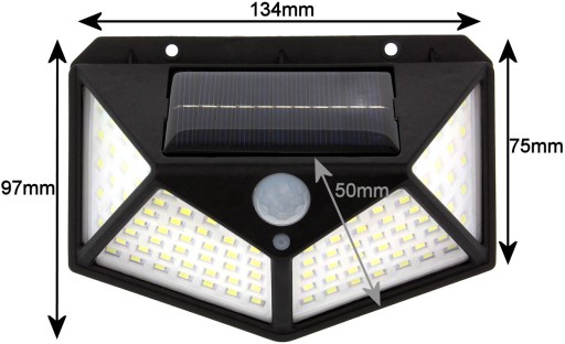 Halogénová solárna lampa 100 LED senzor pohybu Meranie