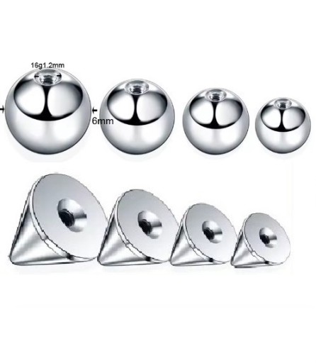 Piercing do nosa, ucha, podkovy s loptičkami SS316L 1,2/8/3+3 mm