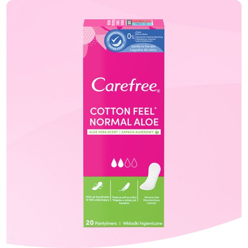 CAREFREE Cotton Feel Normal slipové vložky s vôňou aloe 20 ks