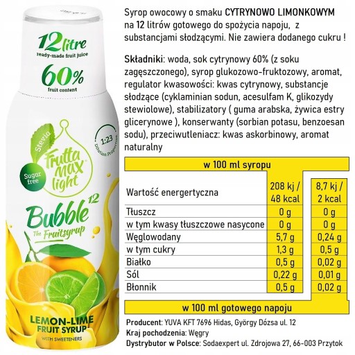 FRUTTAMAX CITRÓNOVÁ LIMETKA LIGHT SODASTREAM SIRUP