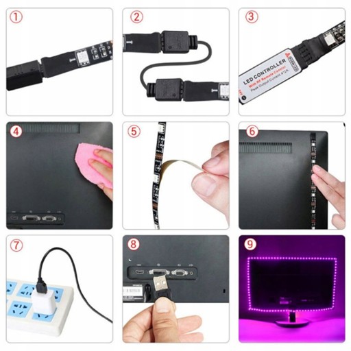 RGB LED PÚH USB S DIAĽKOVÝM 5V FAREBNÝM LED TV PODSVETĽENÍM TV 2M + DIAĽKOVÉ