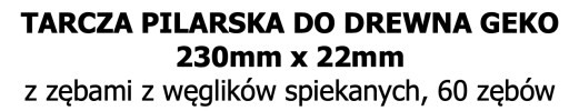 Kotúč na drevo 230x22x60T (otvory) GEKO G78061