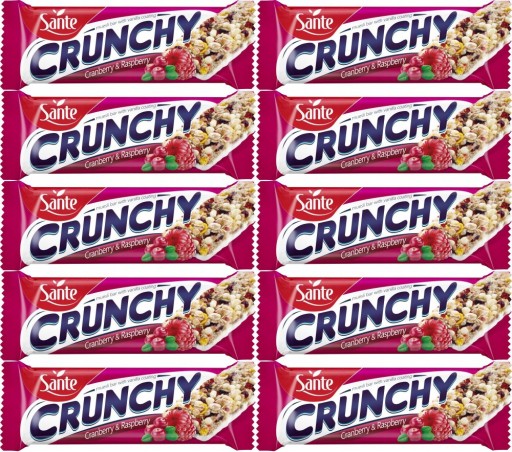 Sante Crunchy cereálna tyčinka brusnica malina 40 g x 10 KS