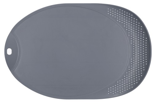 KUCHYŇSKÁ PLASTOVÁ DOSKA NA KRAJENIE S PODNOBKOU SIVÁ 37x25CM PRAKTICKÁ