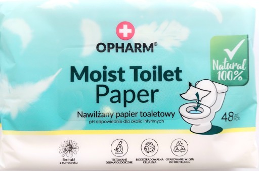 OPHARM VLHČENÝ TOALETNÝ PAPIER S KYSELINOU MLIEČNOU 48 ks