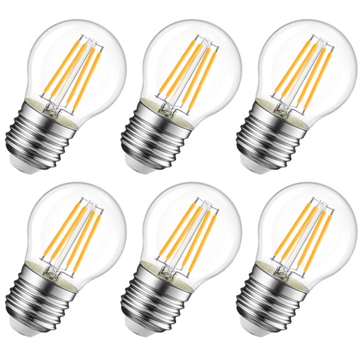 6x E27 LED žiarovka vláknová guľa 2W=15W 200lm teplá 3000K dekoračná Savineo