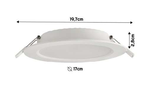 LED stropné svietidlo, zápustné, zápustné, 12W, 1200lm, 4000K, biele
