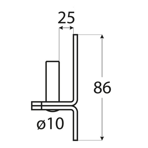 Držiak závesu brány Ø10 25x86 mm DMX