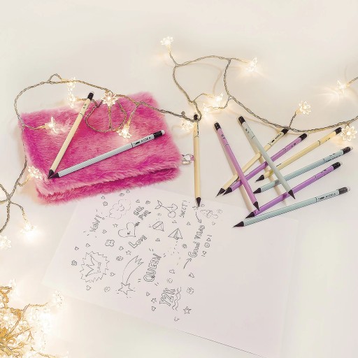 Trojhranná školská ceruzka s gumou, tvrdosť HB, PASTEL Kidea