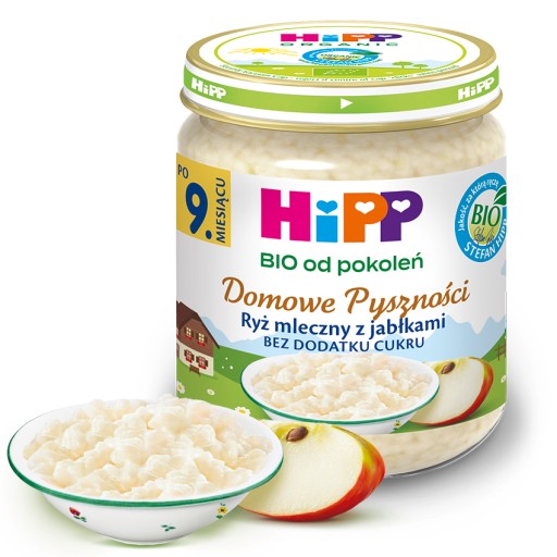 HiPP Mliečna ryža s bio jablkami, 200g