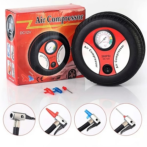 AUTO KOMPRESOR ČERPADLO KOMPRESORU KOLESÁ PNEUMATIKY GULE 260 PSI 12V 18 BAR