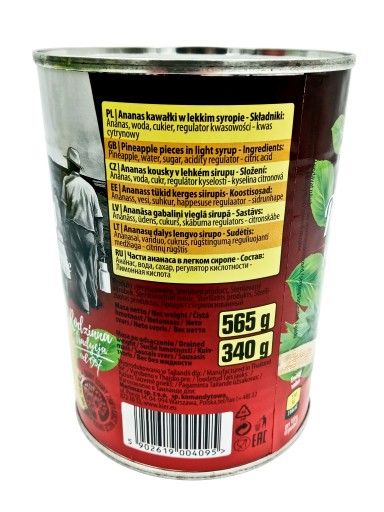 KÚSKY ananásu v sirupe LIGHT 565g SRDCE plechovka