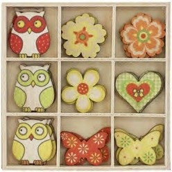FAREBNÉ drevené OZDOBY a kvietky pre deti 3D Decoupage 27 KS