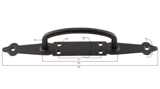 KĽÚČKA NA DVERE ANTÉNY, DEKORATÍVNA ČIERNA 270MM POĽSKO