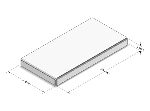 MAGNET MALÝ NEODYMOVÝ TANIER 10x5x1 mm, Obdĺžniková lišta, 20 ks.