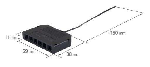 MINI AMP LED DISTRIBUTOROVÝ KÁBEL 6 BODOV ČIERNY