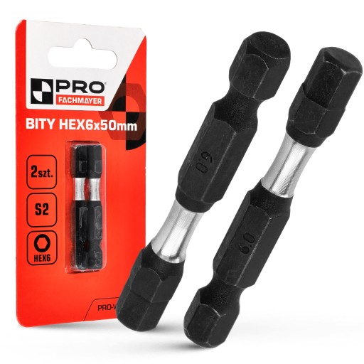 Nárazový bit HEX6 Nárazové bity 50mm | Nárazový bit pre skrutkovač 2 ks.