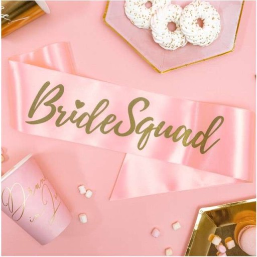 ružová SASH zlatá BRIDE SQUAD hen party 75 cm