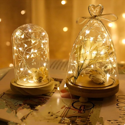 LED LAMPY DRÔTOVÉ NA DEKORACIU BATÉRIOVÉ GARLANDY TEPLEJ FARBY 20 LED