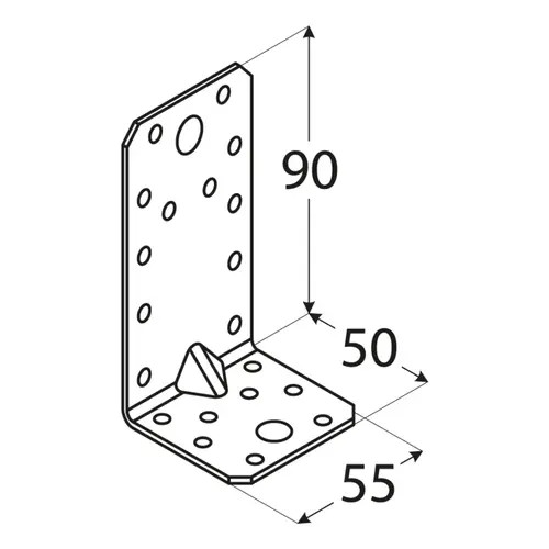 KPS3 KONEKTOR MONTÁŽNY UHOL S RAZENÍM 90x50x55x1,5 10ks DOMAX