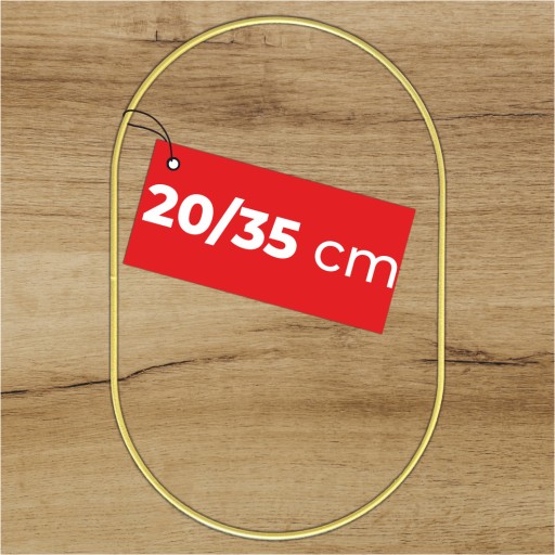 ZLATÁ MATNÁ kruhová obruč pre lapače snov a makramé 20 x 35 cm elipsa oválna