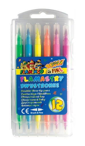 Obojstranné fixky 12 ks Brush a Fine Flaming