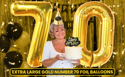 Balón fóliový číslo 70 narodeniny ZLATÁ párty VEĽKÉ ozdoby HEL 100cm