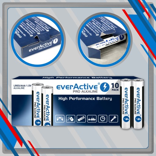 Alkalické batérie AAA / LR03 everActive Pro - 10 kusov (balenie)