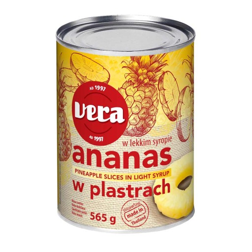 Vera Ananas plátky v light sirupe 565 g