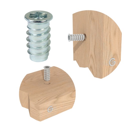 10x Objímka s dvojitým závitom, skrutka do dreva, vybranie M8 x 24 mm