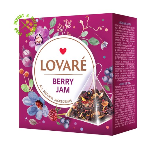 Čaj z kvetov a bobúľ s prísadami Lovare Berry Džem 15 pyramíd x 2g
