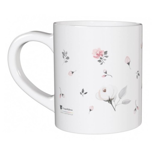 Porcelánový biely hrnček s motívom ruží, 250 ml, pre ženu a jej manželku