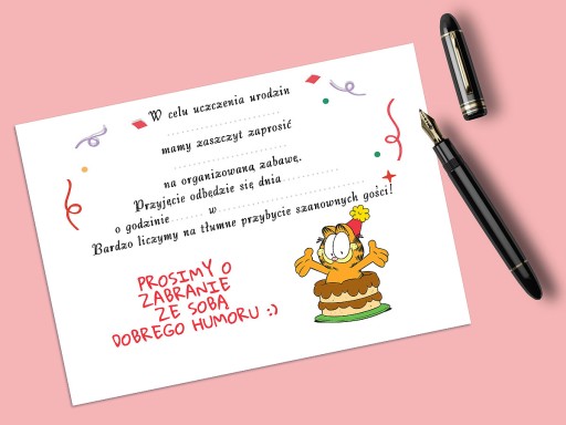 POZVÁNKA NA NARODENINY DIEŤA GARFIELDA + OBÁLKA ZDARMA